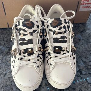 Valentino Women's Animal Print Sneakers with Studs
